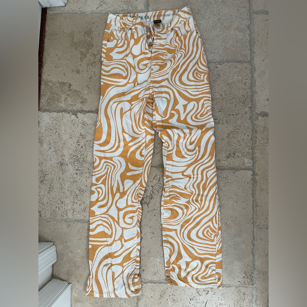 SONG - Orange/White Swirl 90s Boyfriend Jeans - Size 5/27